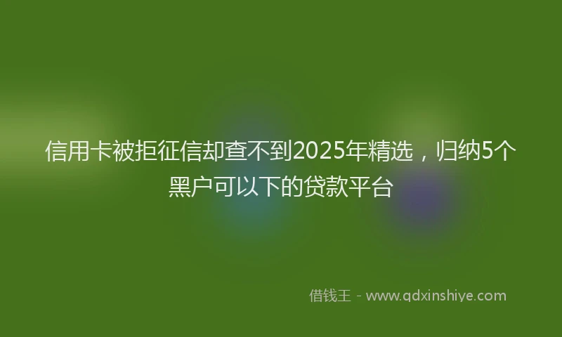 信用卡被拒征信却查不到2025年精选，归纳5个黑户可以下的贷款平台