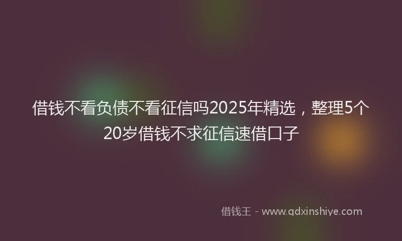 借钱不看负债不看征信吗2025年精选，整理5个20岁借钱不求征信速借口子