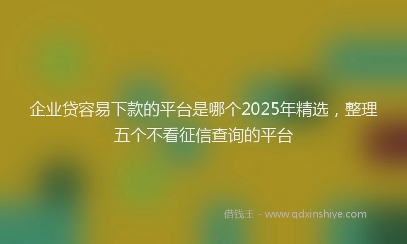 企业贷容易下款的平台是哪个2025年精选，整理五个不看征信查询的平台
