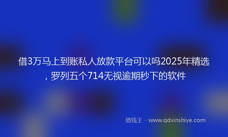借3万马上到账私人放款平台可以吗2025年精选，罗列五个714无视逾期秒下的软件