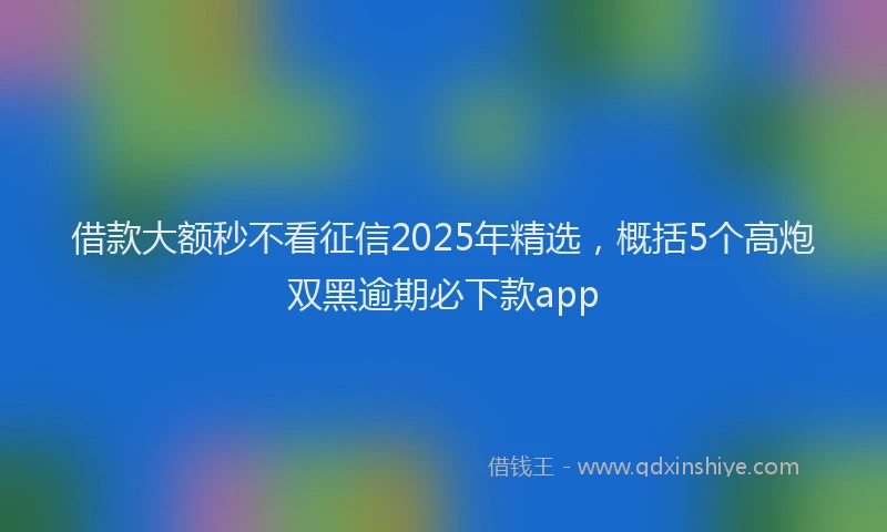 借款大额秒不看征信2025年精选，概括5个高炮双黑逾期必下款app