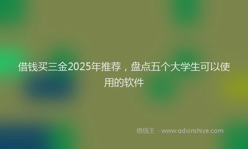 借钱买三金2025年推荐，盘点五个大学生可以使用的软件