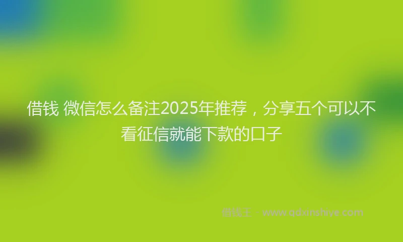 借钱 微信怎么备注2025年推荐，分享五个可以不看征信就能下款的口子