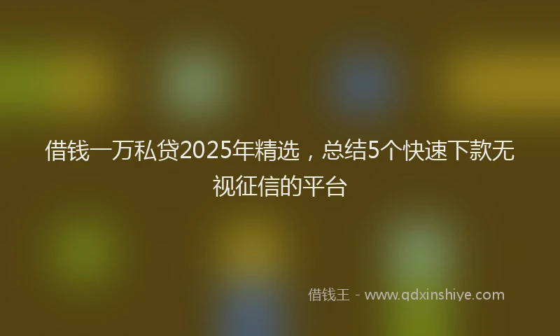 借钱一万私贷2025年精选，总结5个快速下款无视征信的平台