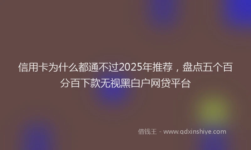 信用卡为什么都通不过2025年推荐，盘点五个百分百下款无视黑白户网贷平台