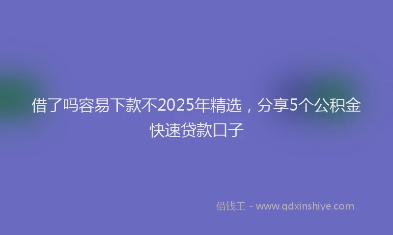 借了吗容易下款不2025年精选，分享5个公积金快速贷款口子