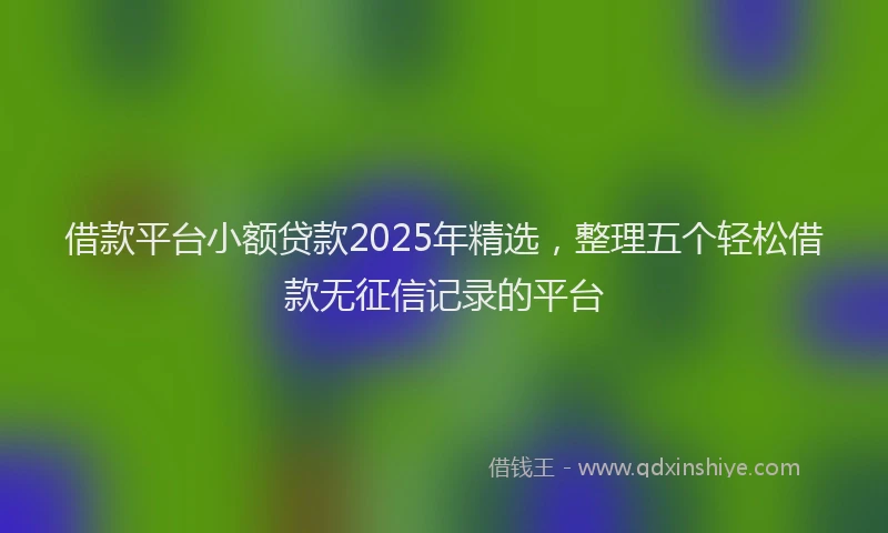 借款平台小额贷款2025年精选，整理五个轻松借款无征信记录的平台
