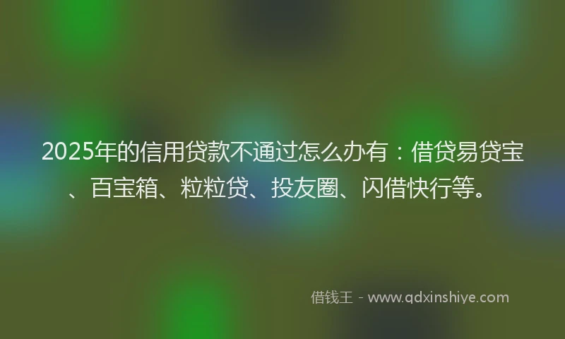 2025年的信用贷款不通过怎么办有：借贷易贷宝、百宝箱、粒粒贷、投友圈、闪借快行等。