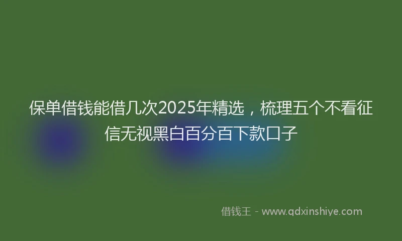 保单借钱能借几次2025年精选，梳理五个不看征信无视黑白百分百下款口子
