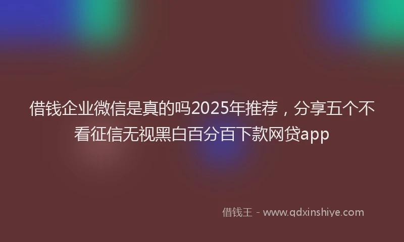 借钱企业微信是真的吗2025年推荐，分享五个不看征信无视黑白百分百下款网贷app
