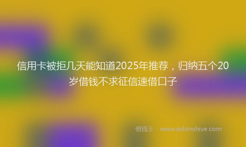 信用卡被拒几天能知道2025年推荐，归纳五个20岁借钱不求征信速借口子