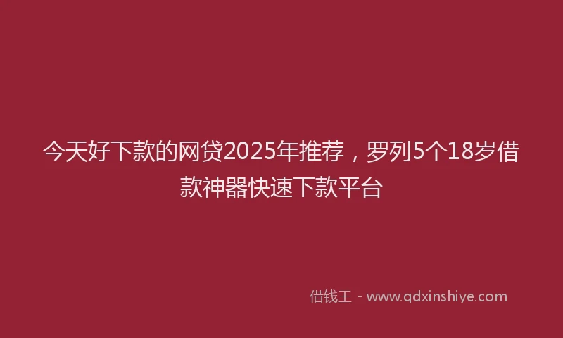 今天好下款的网贷2025年推荐，罗列5个18岁借款神器快速下款平台