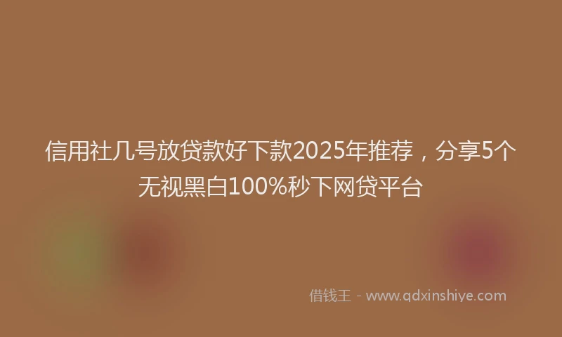 信用社几号放贷款好下款2025年推荐，分享5个无视黑白100%秒下网贷平台