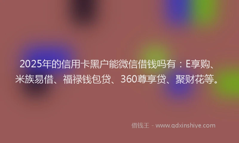 2025年的信用卡黑户能微信借钱吗有：E享购、米族易借、福禄钱包贷、360尊享贷、聚财花等。