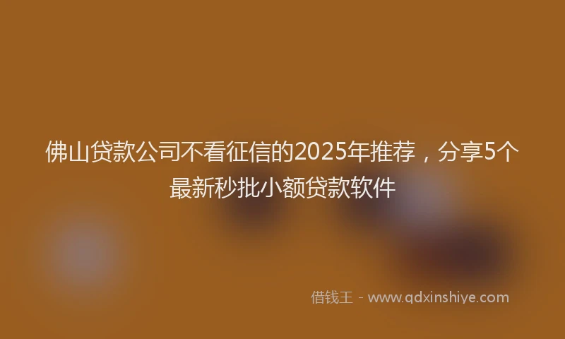 佛山贷款公司不看征信的2025年推荐，分享5个最新秒批小额贷款软件