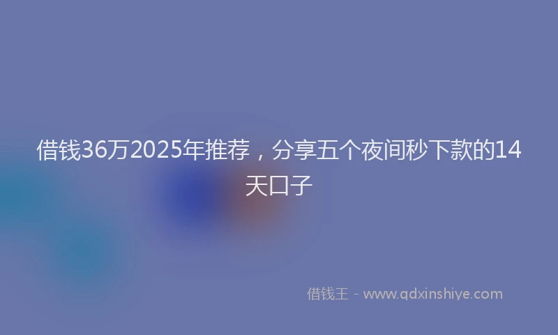 借钱36万2025年推荐，分享五个夜间秒下款的14天口子