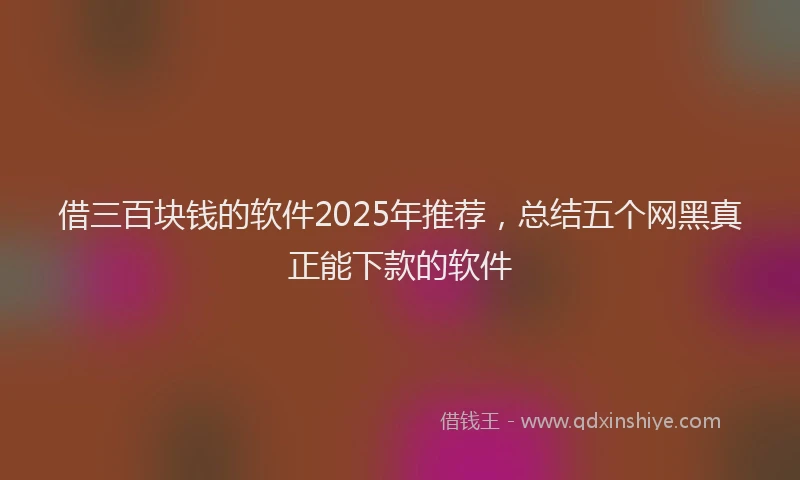 借三百块钱的软件2025年推荐，总结五个网黑真正能下款的软件