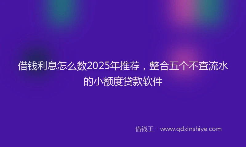 借钱利息怎么数2025年推荐，整合五个不查流水的小额度贷款软件