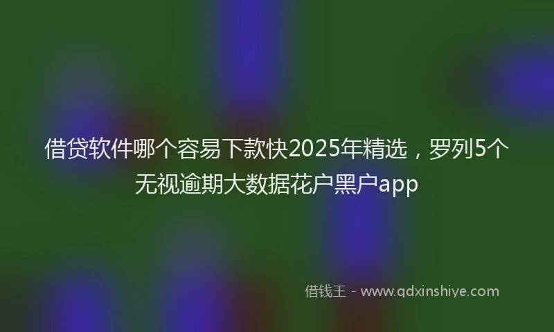 借贷软件哪个容易下款快2025年精选，罗列5个无视逾期大数据花户黑户app