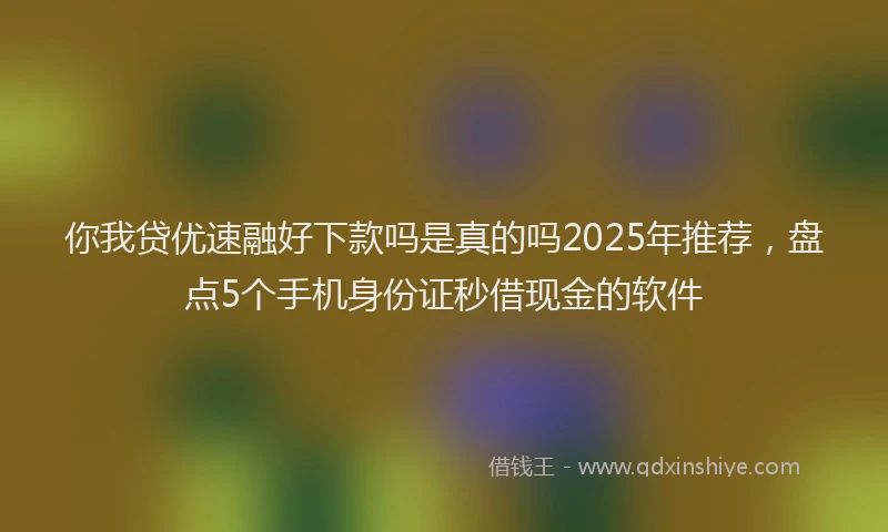 你我贷优速融好下款吗是真的吗2025年推荐，盘点5个手机身份证秒借现金的软件
