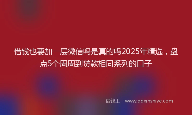 借钱也要加一层微信吗是真的吗2025年精选，盘点5个周周到贷款相同系列的口子