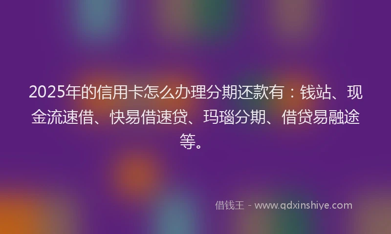 2025年的信用卡怎么办理分期还款有：钱站、现金流速借、快易借速贷、玛瑙分期、借贷易融途等。
