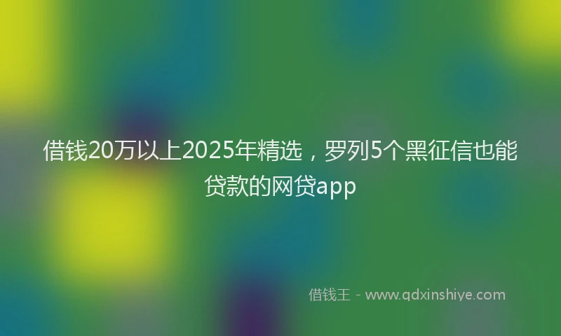 借钱20万以上2025年精选，罗列5个黑征信也能贷款的网贷app