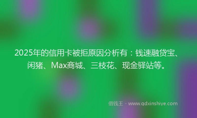 2025年的信用卡被拒原因分析有：钱速融贷宝、闲猪、Max商城、三枝花、现金驿站等。