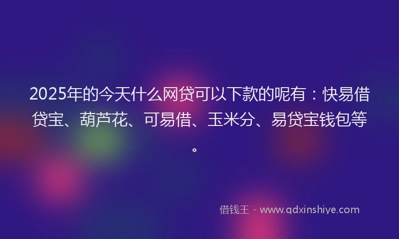 2025年的今天什么网贷可以下款的呢有：快易借贷宝、葫芦花、可易借、玉米分、易贷宝钱包等。