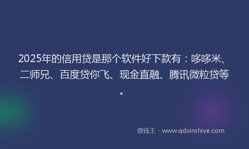 2025年的信用贷是那个软件好下款有：哆哆米、二师兄、百度贷你飞、现金直融、腾讯微粒贷等。