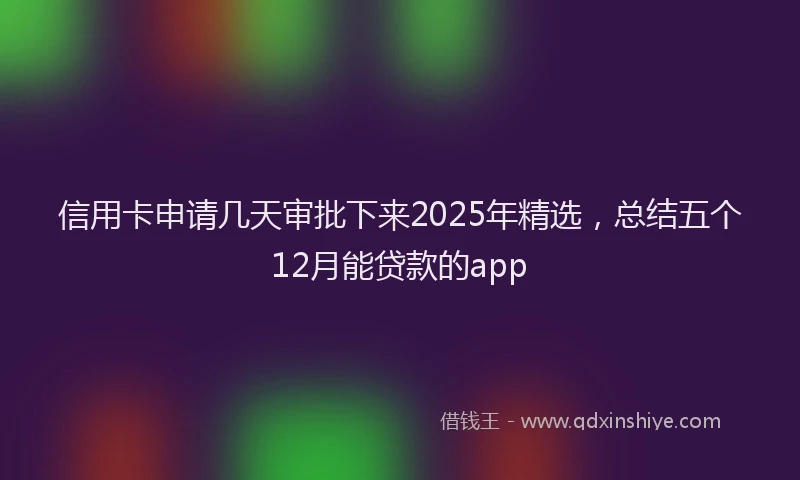 信用卡申请几天审批下来2025年精选，总结五个12月能贷款的app