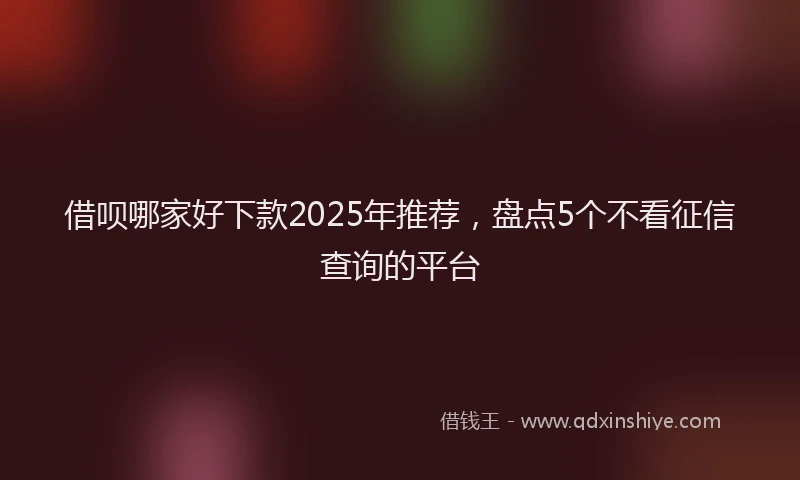 借呗哪家好下款2025年推荐，盘点5个不看征信查询的平台