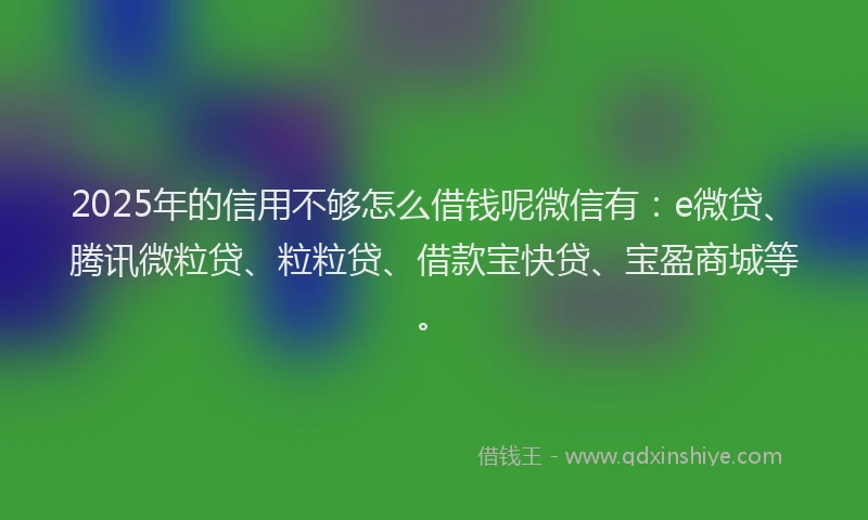 2025年的信用不够怎么借钱呢微信有：e微贷、腾讯微粒贷、粒粒贷、借款宝快贷、宝盈商城等。