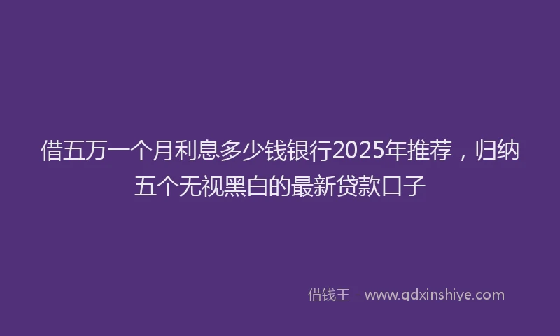 借五万一个月利息多少钱银行2025年推荐，归纳五个无视黑白的最新贷款口子