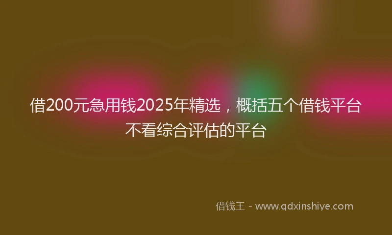 借200元急用钱2025年精选，概括五个借钱平台不看综合评估的平台