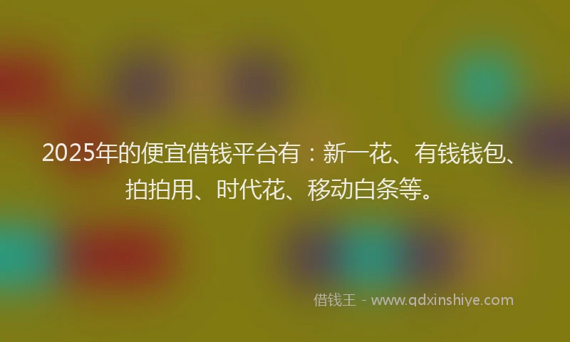 2025年的便宜借钱平台有：新一花、有钱钱包、拍拍用、时代花、移动白条等。