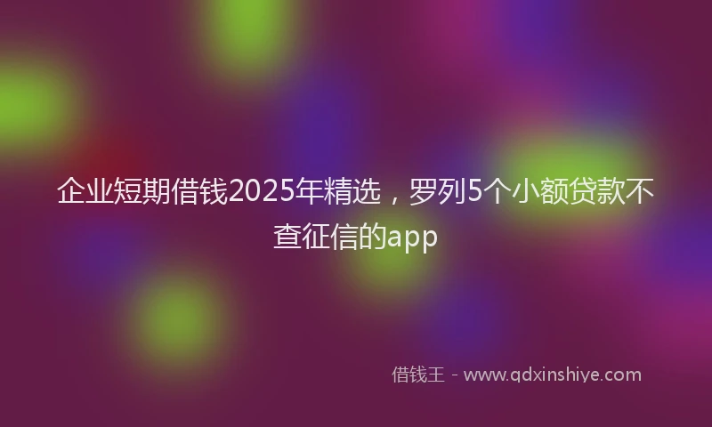 企业短期借钱2025年精选，罗列5个小额贷款不查征信的app