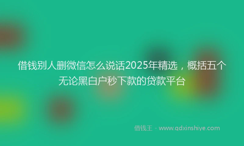 借钱别人删微信怎么说话2025年精选，概括五个无论黑白户秒下款的贷款平台