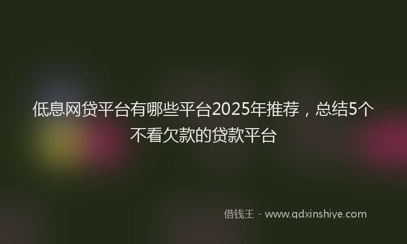 低息网贷平台有哪些平台2025年推荐，总结5个不看欠款的贷款平台
