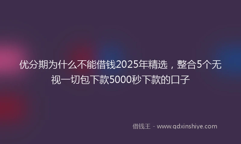 优分期为什么不能借钱2025年精选，整合5个无视一切包下款5000秒下款的口子