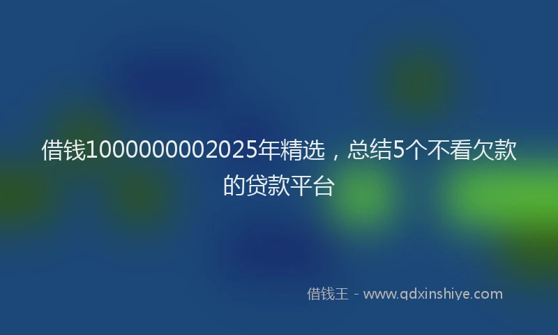 借钱1000000002025年精选，总结5个不看欠款的贷款平台