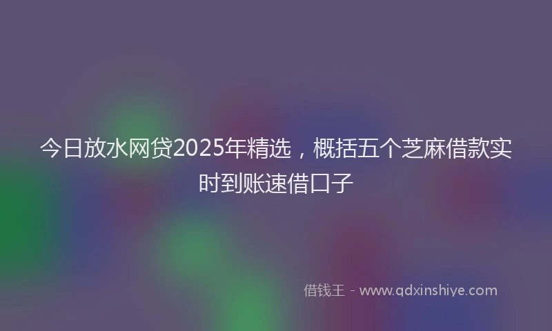 今日放水网贷2025年精选，概括五个芝麻借款实时到账速借口子
