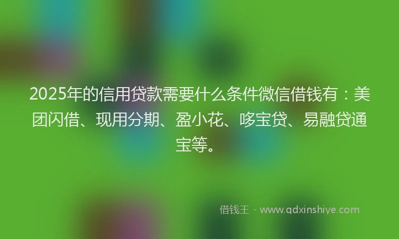 2025年的信用贷款需要什么条件微信借钱有：美团闪借、现用分期、盈小花、哆宝贷、易融贷通宝等。