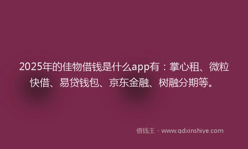 2025年的佳物借钱是什么app有：掌心租、微粒快借、易贷钱包、京东金融、树融分期等。
