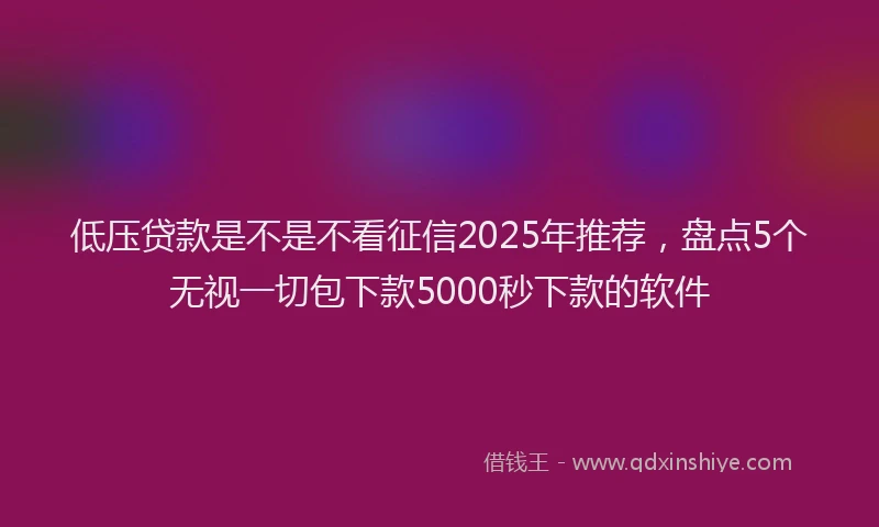 低压贷款是不是不看征信2025年推荐，盘点5个无视一切包下款5000秒下款的软件