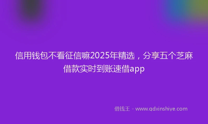 信用钱包不看征信嘛2025年精选，分享五个芝麻借款实时到账速借app