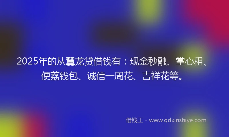 2025年的从翼龙贷借钱有：现金秒融、掌心租、便荔钱包、诚信一周花、吉祥花等。