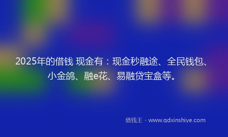 2025年的借钱 现金有：现金秒融途、全民钱包、小金鸽、融e花、易融贷宝盒等。