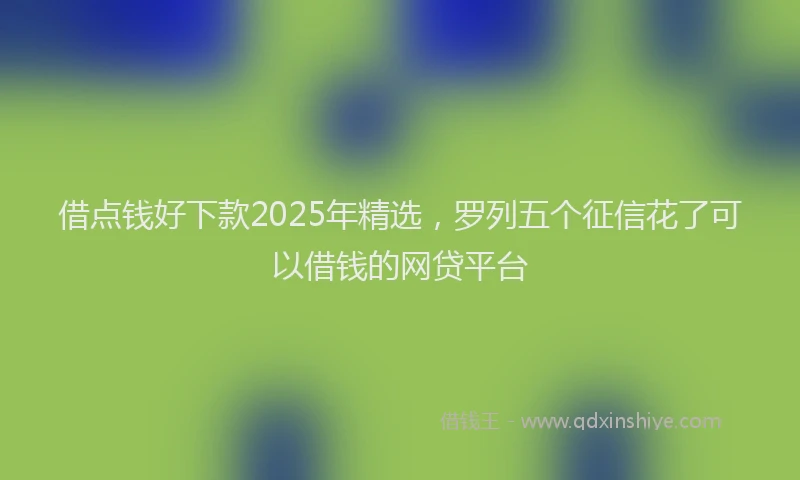 借点钱好下款2025年精选，罗列五个征信花了可以借钱的网贷平台