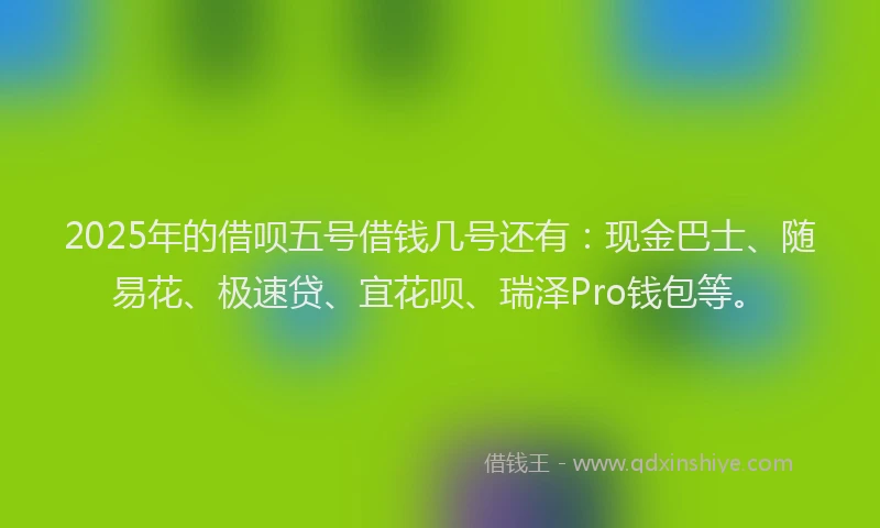 2025年的借呗五号借钱几号还有：现金巴士、随易花、极速贷、宜花呗、瑞泽Pro钱包等。